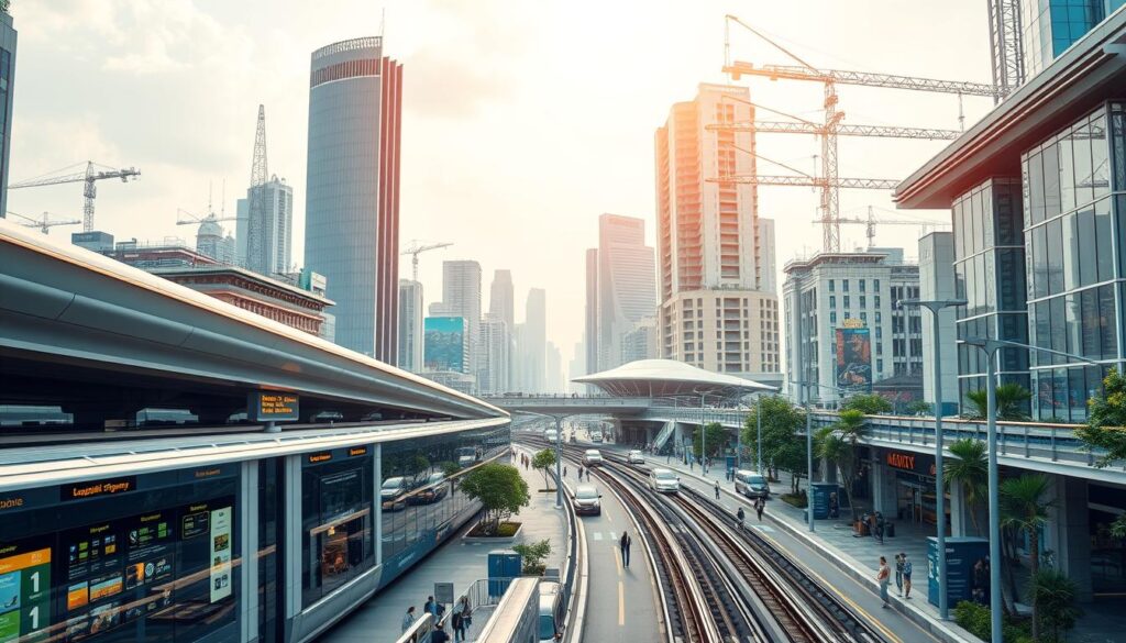 A bustling digital city, showcasing a vibrant array of modern facilities and services. In the foreground, a sleek, futuristic transportation hub with automated kiosks, interactive directories, and seamless connectivity. The middle ground features a towering, eco-friendly municipal building, its facade adorned with solar panels and advanced climate control systems. In the background, a network of smart infrastructure, including intelligent streetlights, sensor-enabled waste management, and renewable energy grids, all working in harmony to create a sustainable, efficient urban landscape. The scene is bathed in a warm, inviting glow, conveying a sense of technological progress and community integration. A bustling digital city, showcasing a vibrant array of modern facilities and services. In the foreground, a sleek, futuristic transportation hub with automated kiosks, interactive directories, and seamless connectivity. The middle ground features a towering, eco-friendly municipal building, its facade adorned with solar panels and advanced climate control systems. In the background, a network of smart infrastructure, including intelligent streetlights, sensor-enabled waste management, and renewable energy grids, all working in harmony to create a sustainable, efficient urban landscape. The scene is bathed in a warm, inviting glow, conveying a sense of technological progress and community integration.