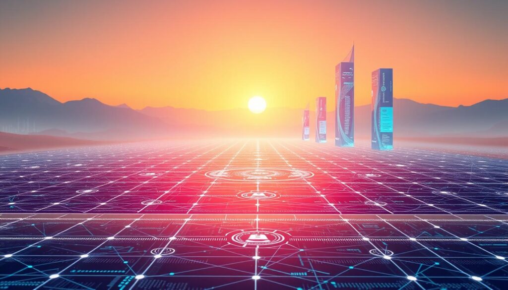 A serene digital landscape, bathed in a warm, futuristic glow. In the foreground, a sleek, minimalist interface showcases the seamless integration of digital systems, hinting at the secure and efficient infrastructure powering the Kingdom's 2030 vision. The middle ground features a network of interconnected nodes, representing the robust and resilient cyber framework that safeguards critical data and communications. In the background, towering holographic displays emanate a sense of technological sophistication, symbolizing the Kingdom's commitment to leveraging cutting-edge digital solutions for the betterment of its citizens. The overall scene conveys a harmonious balance between innovation, security, and the progressive spirit of Saudi Arabia's ambitious 2030 plan. A serene digital landscape, bathed in a warm, futuristic glow. In the foreground, a sleek, minimalist interface showcases the seamless integration of digital systems, hinting at the secure and efficient infrastructure powering the Kingdom's 2030 vision. The middle ground features a network of interconnected nodes, representing the robust and resilient cyber framework that safeguards critical data and communications. In the background, towering holographic displays emanate a sense of technological sophistication, symbolizing the Kingdom's commitment to leveraging cutting-edge digital solutions for the betterment of its citizens. The overall scene conveys a harmonious balance between innovation, security, and the progressive spirit of Saudi Arabia's ambitious 2030 plan.