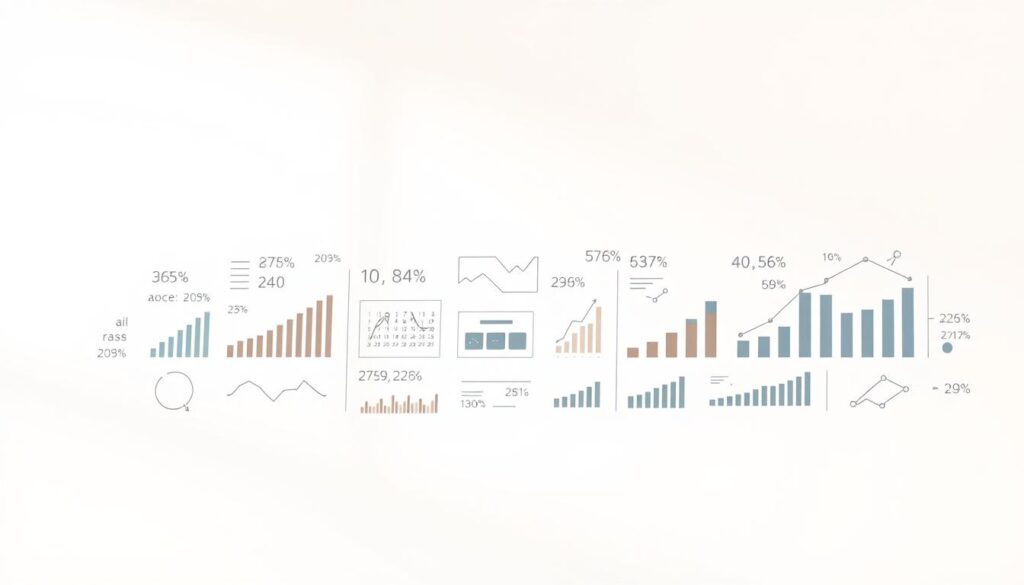 Detailed data visualization showcasing practical examples of data and information. Crisp, minimalist design with a clean white background. In the foreground, a series of graphical elements representing different data types - numerical data, text-based information, visual graphs and charts. In the middle ground, these data elements are organized and connected, demonstrating how raw data is transformed into meaningful, actionable information. The background features subtle grid lines and geometric patterns, evoking a sense of structured organization and systematic analysis. Warm, neutral lighting casts gentle shadows, creating depth and dimensionality. The overall tone is one of clarity, simplicity and insightful comprehension.