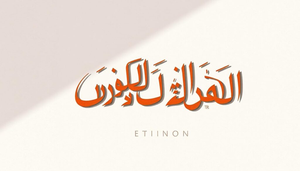 Elegant Arabic calligraphic composition depicting the section title "العناوين التي تعكس قيمة المحتوى". The text is rendered in a flowing, expressive style using rich, earthy hues. The design features dynamic lines and shapes that convey a sense of movement and energy, reflecting the idea of captivating titles that draw the reader in. The overall composition is balanced and harmonious, with the calligraphic elements taking center stage against a subtly textured, neutral background. Soft, natural lighting casts gentle shadows, adding depth and dimensionality to the artwork.