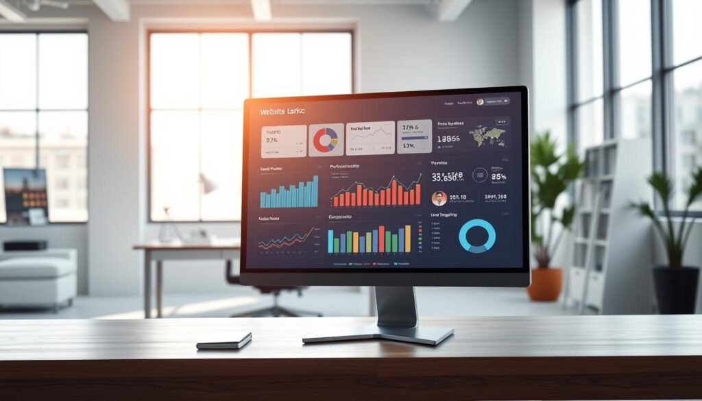 A modern, sleek digital dashboard interface displayed on a computer screen in a brightly lit office environment. The focus is on an interactive UI design showcasing various website analytics, including traffic graphs, performance stats, and user engagement metrics. In the foreground, the computer screen is crisp and clear with vibrant colors, reflecting a user-friendly layout. The middle ground includes an elegant desk with minimalistic decorations and a stylish ergonomic chair, emphasizing a professional workspace. The background features large windows with natural light streaming in, creating a warm and productive atmosphere. The overall mood is tech-savvy and efficient, highlighting the simplicity and elegance of managing websites without traditional cPanel methods. A modern, sleek digital dashboard interface displayed on a computer screen in a brightly lit office environment. The focus is on an interactive UI design showcasing various website analytics, including traffic graphs, performance stats, and user engagement metrics. In the foreground, the computer screen is crisp and clear with vibrant colors, reflecting a user-friendly layout. The middle ground includes an elegant desk with minimalistic decorations and a stylish ergonomic chair, emphasizing a professional workspace. The background features large windows with natural light streaming in, creating a warm and productive atmosphere. The overall mood is tech-savvy and efficient, highlighting the simplicity and elegance of managing websites without traditional cPanel methods.