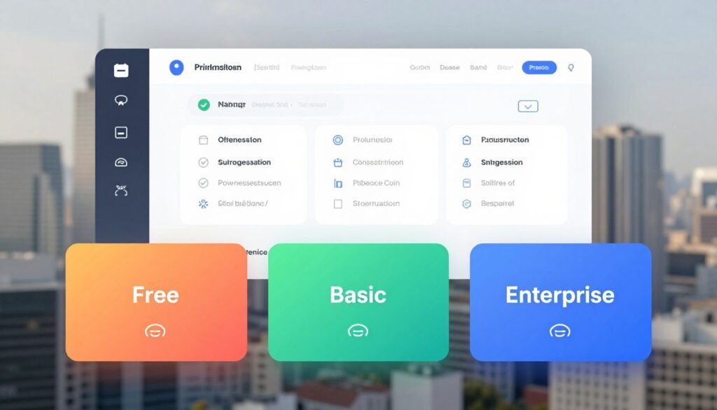 A visually appealing email marketing pricing plan structure illustration. The foreground features three distinct pricing tiers: Free, Basic, and Enterprise, represented as colorful, modern cards with icons for each plan. The middle layer showcases a sleek, digital dashboard overlay, highlighting features and benefits associated with each pricing tier in a clear and engaging layout. In the background, a blurred cityscape conveys a professional and energetic business environment, promoting the idea of growth and innovation. Soft, natural lighting enhances the modern aesthetic, while a slight top-down angle gives a comprehensive view of the pricing structure. The overall mood is informative yet inviting, encouraging readers to explore the options. A visually appealing email marketing pricing plan structure illustration. The foreground features three distinct pricing tiers: Free, Basic, and Enterprise, represented as colorful, modern cards with icons for each plan. The middle layer showcases a sleek, digital dashboard overlay, highlighting features and benefits associated with each pricing tier in a clear and engaging layout. In the background, a blurred cityscape conveys a professional and energetic business environment, promoting the idea of growth and innovation. Soft, natural lighting enhances the modern aesthetic, while a slight top-down angle gives a comprehensive view of the pricing structure. The overall mood is informative yet inviting, encouraging readers to explore the options.