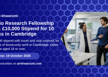 AIxBio Research Fellowship 2027 in Cambridge card on al-khwarizmi, apply by 19 October 2026